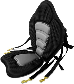 Kayak Seat with Back Support, Paddle Board Seat, Universal Deluxe Kayak Seat Cushion with Storage Bag for Body Sizes Large & Small, Compatible for Sup/Canoe/Ocean Kayak/Fishing Boats