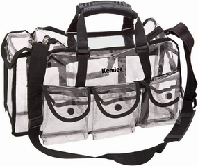 Kemier Clear Travel Makeup Bag with 6 External Pockets,Cosmetic Organizer Case with Shoulder Strap,Large