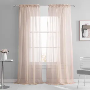 KEQIAOSUOCAI Curtains Blush Pink Sheers Voile Window Panesl 95 Inches Long for Wedding Party Backdrop Rod Pocket Draperies Sheer Sets for Living Room Bed Canopy