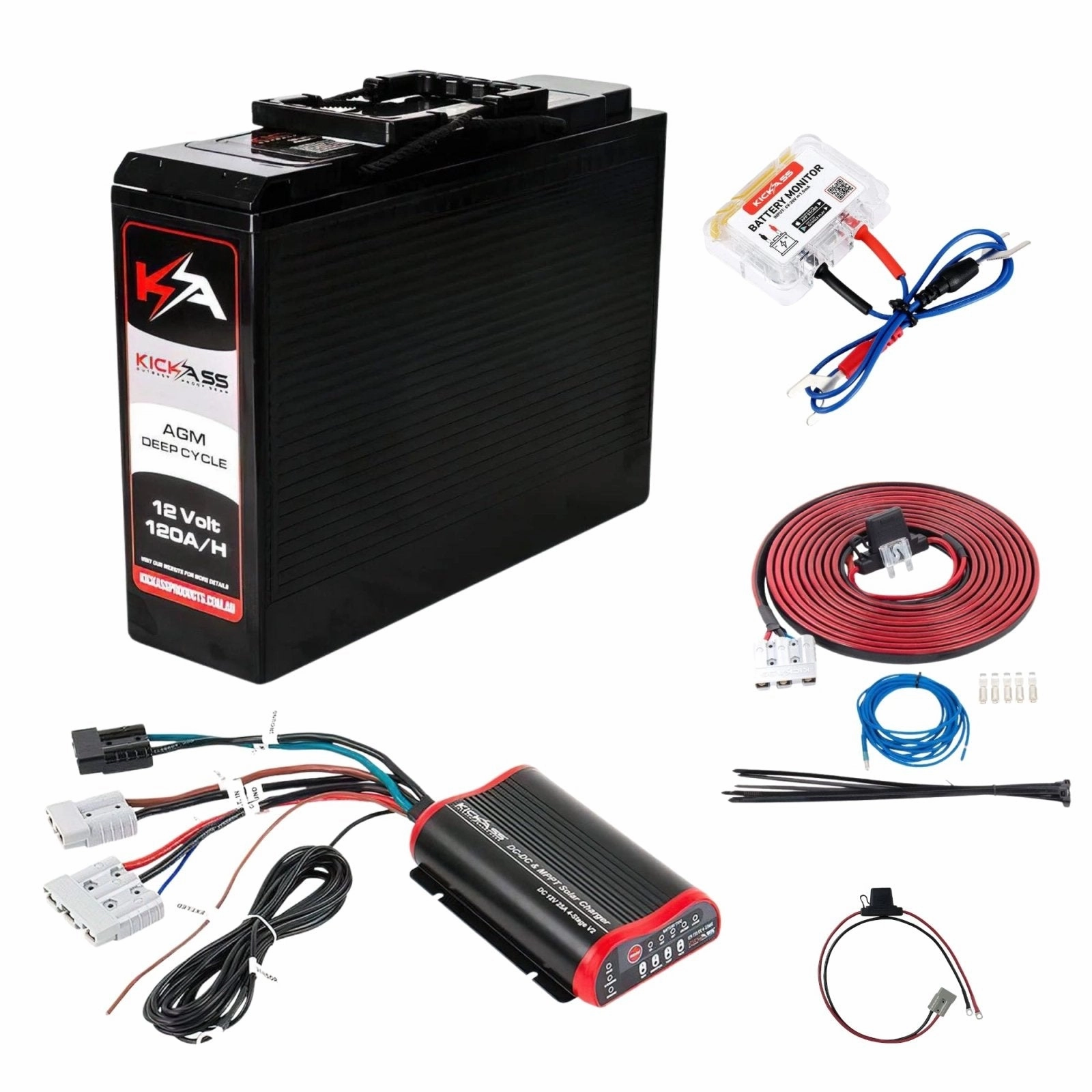 KickAss 120Ah Slimline Base Essential AGM Dual Battery Kit