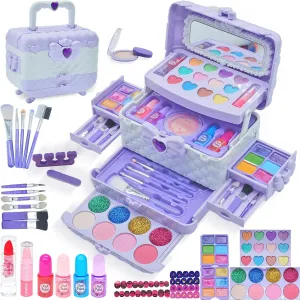Kids Makeup Kit for Girl - Kids Makeup Kit Toys for Girls,Play Real Makeup Girls Toys,Washable Make Up for Little Girls,Non Toxic Toddlers Cosmetic for Children Age 3-12 Years Old,Teen (Light Purple)