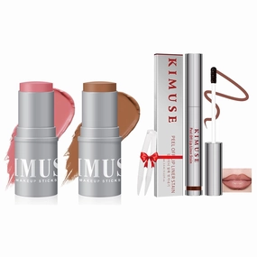 KIMUSE Cream Contour Stick Duo   Lip Stain Peel Off Makeup Sticks High Pigmented, Long Lasting, Vegan Face Make Up Sticks