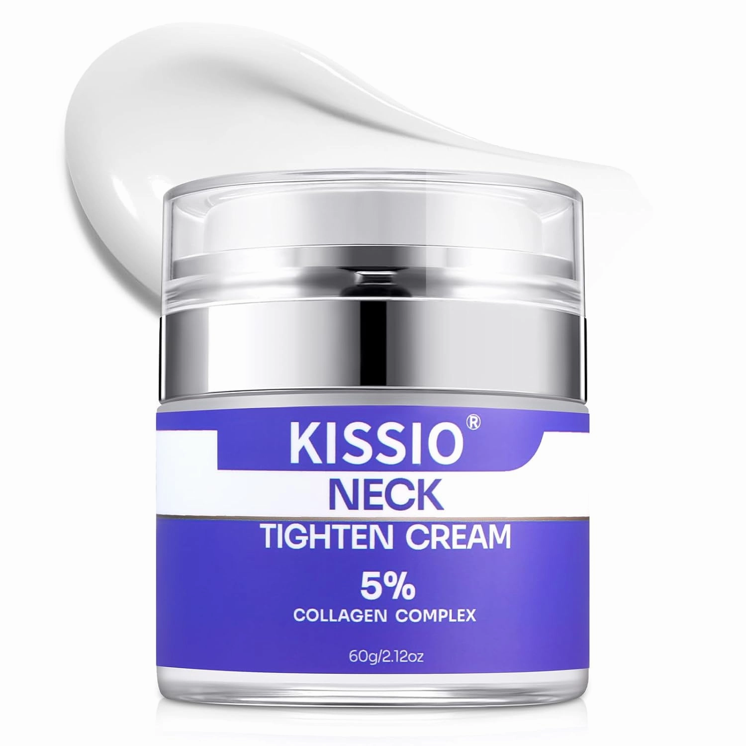 KISSIO 5% Collagen Complex Neck Cream-Neck Tightening Cream with Peptides and Aloe Vera to Firming,Lifting and Hydrating,Body Cream,Suitable for All Skin Types,2.12 Oz