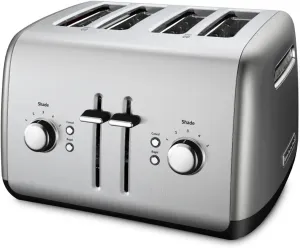 KitchenAid 4-Slice Toaster with Manual High-Lift Lever - KMT4115, Contour Silver