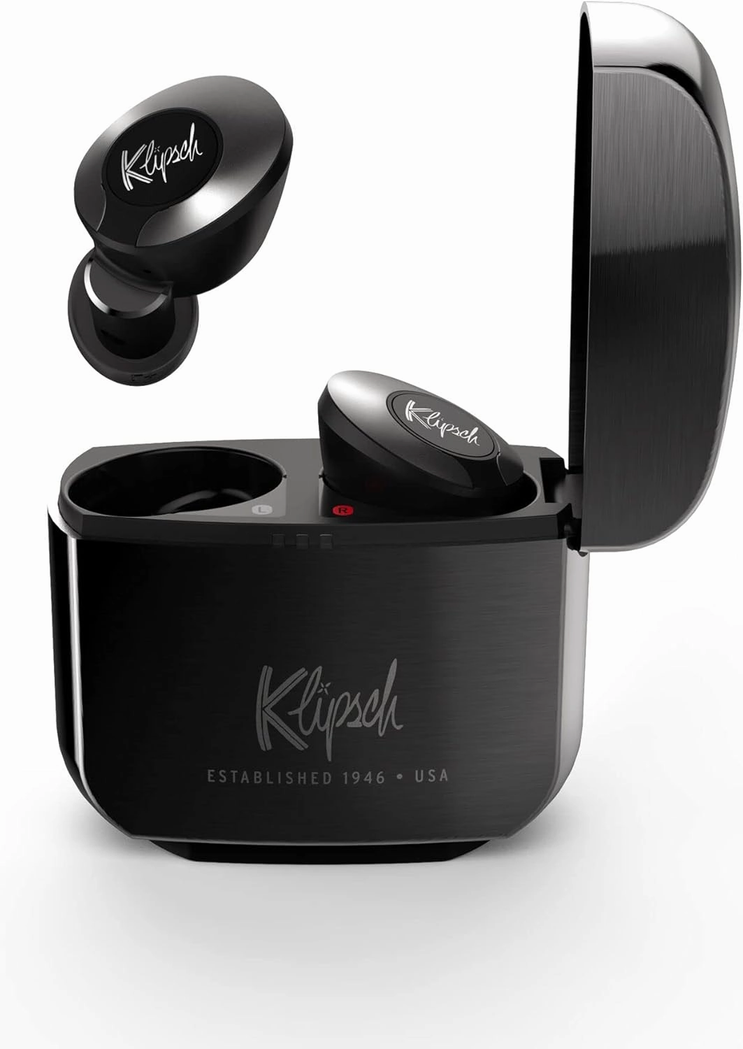 Klipsch T5 II Active Noise Cancelling ANC True Wireless Earphones in Gunmetal with AI Hands-Free Operation, Bluetooth 5.0, Best Fitting Earbuds with Patented Comfort, and a Wireless Charging Case