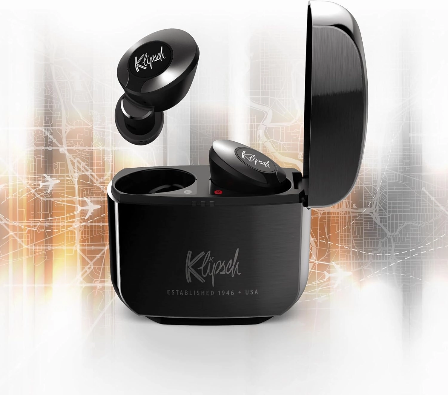 Klipsch T5 II Active Noise Cancelling ANC True Wireless Earphones in Gunmetal with AI Hands-Free Operation, Bluetooth 5.0, Best Fitting Earbuds with Patented Comfort, and a Wireless Charging Case