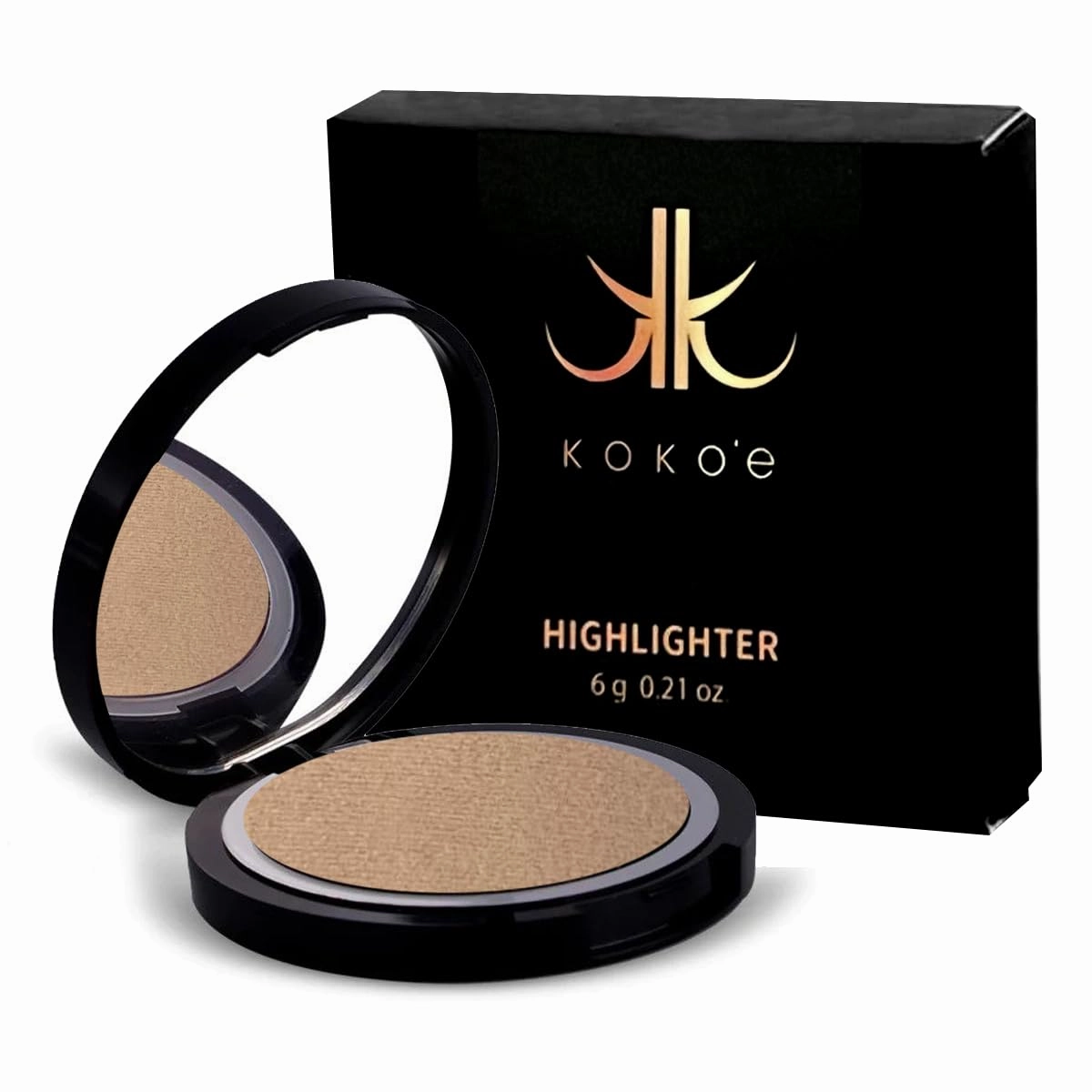KOKO’E Cosmetics Highlighter Makeup Powder, Makeup highlighters for face, 0.21 Oz (Light brown)