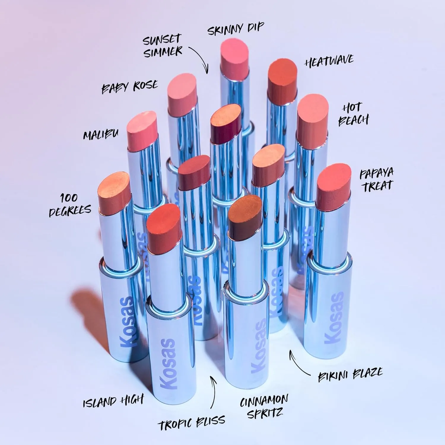 Kosas Wet Stick Moisturizing Shiny Sheer Lipstick with Ceramides, Hyaluronic acid, Peptides and Mango Butter - Soothes, Softens, and Moisturizes Lips – Papaya Treat