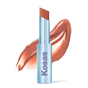Kosas Wet Stick Moisturizing Shiny Sheer Lipstick with Ceramides, Hyaluronic acid, Peptides and Mango Butter - Soothes, Softens, and Moisturizes Lips – Papaya Treat