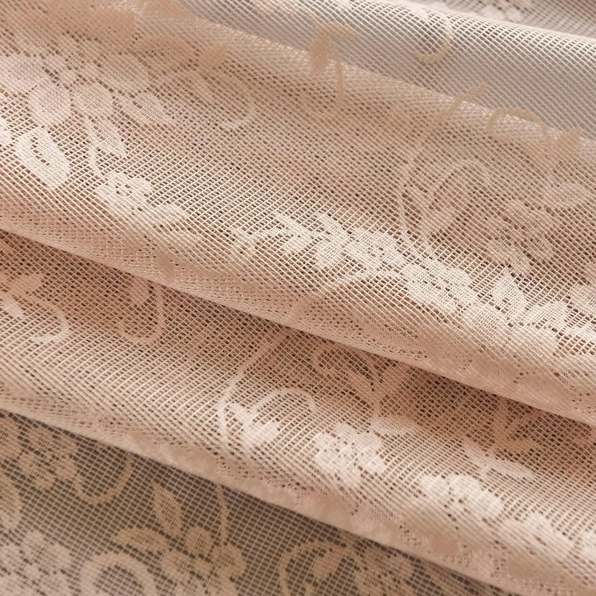 Kotile Blush Lace Curtains 96 Inches Long 2 Panels Set, Embroidery Country Floral Blush Sheer Curtains for Girls Bedroom, Rod Pocket Privacy Sheer Window Curtain, 52 x 96 Inch