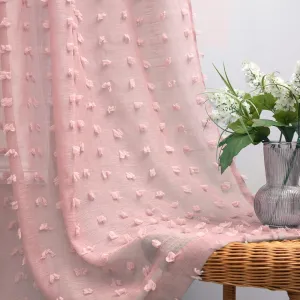KOUFALL Blush Pink Curtains for Girls Room Baby Nursery Girl,Sheer Boho Pom Pom Kids Curtains for Bedroom,2 Panels 63 Inch Length,Dusty Pink