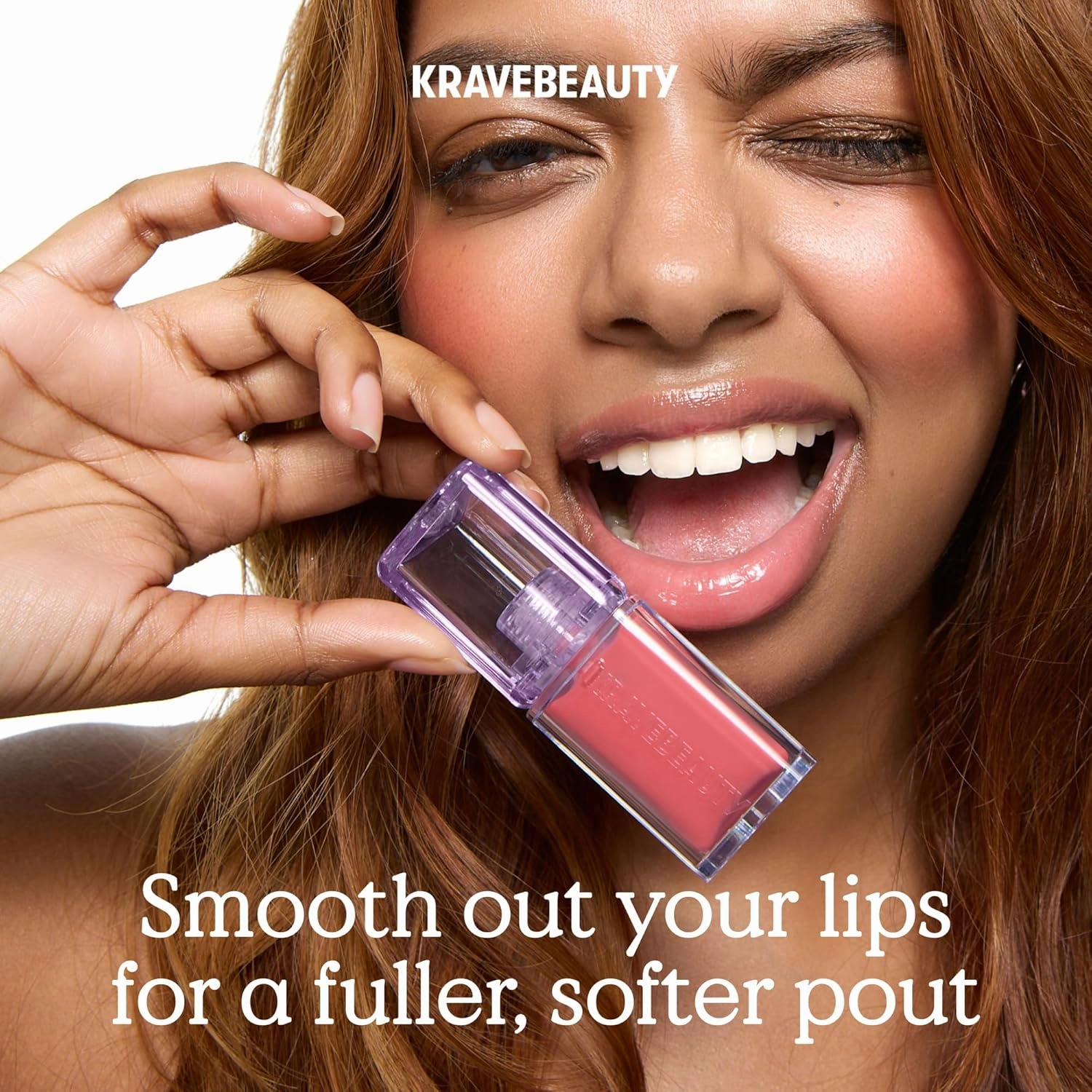 KraveBeauty Plumptuous Lip Jelly 0.24 fl oz, Antioxidant-rich Lip Oil with a Sheer & Buildable Tint, Non Sticky Formula For Fuller Looking Lips, Vegan & Cruelty Free, Guava Blush