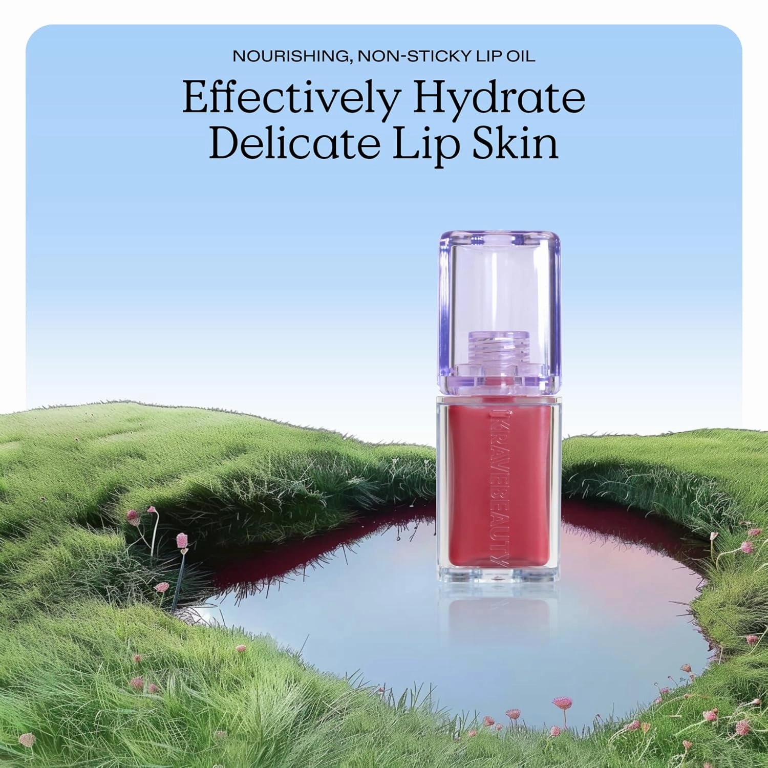 KraveBeauty Plumptuous Lip Jelly 0.24 fl oz, Antioxidant-rich Lip Oil with a Sheer & Buildable Tint, Non Sticky Formula For Fuller Looking Lips, Vegan & Cruelty Free, Guava Blush