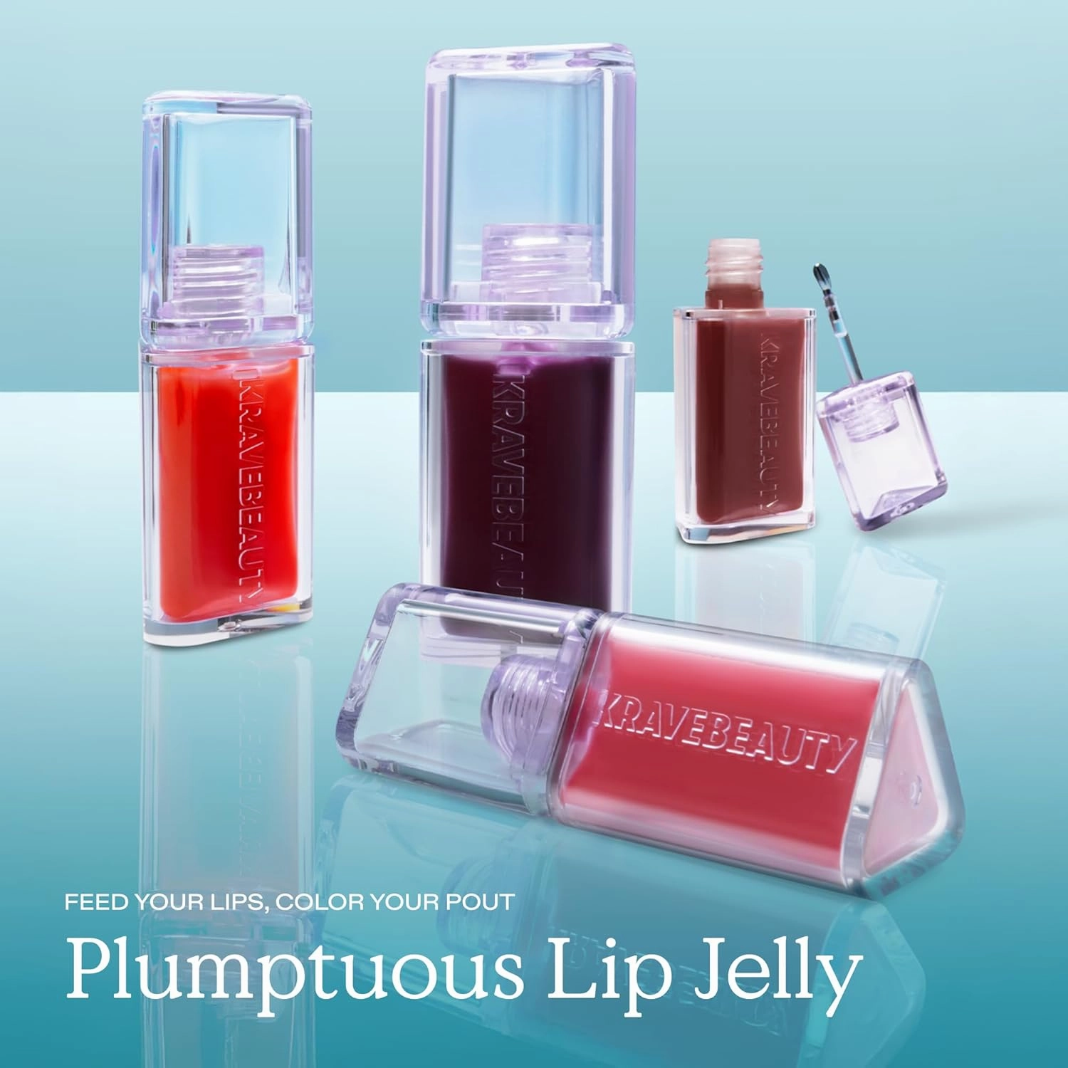 KraveBeauty Plumptuous Lip Jelly 0.24 fl oz, Antioxidant-rich Lip Oil with a Sheer & Buildable Tint, Non Sticky Formula For Fuller Looking Lips, Vegan & Cruelty Free, Guava Blush