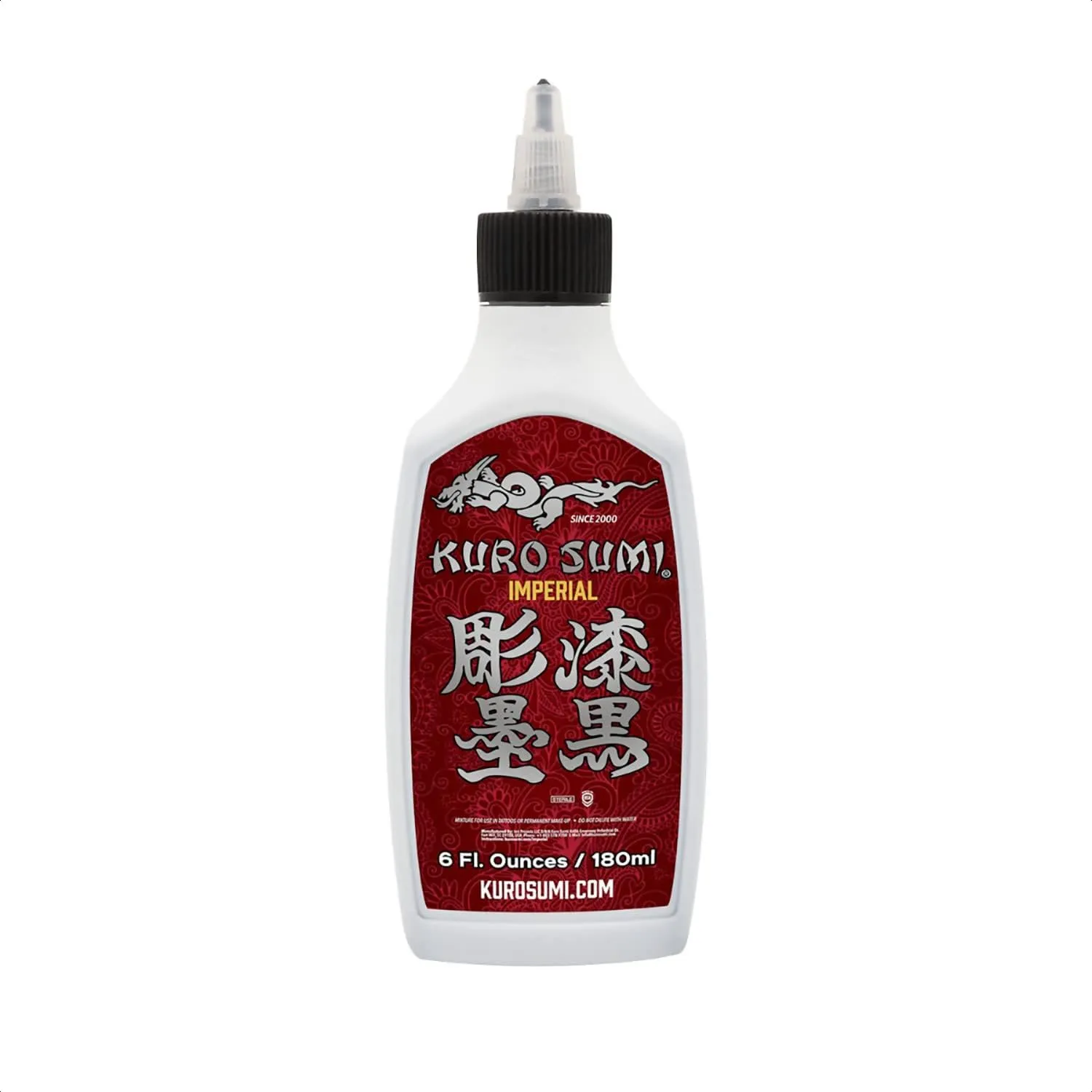 Kuro Sumi Imperial - Outlining Ink - Professional Tattoo Ink & Tattoo Supplies for Outlining & Shading - Skin-Safe Permanent Tattooing - Vegan (6 oz)