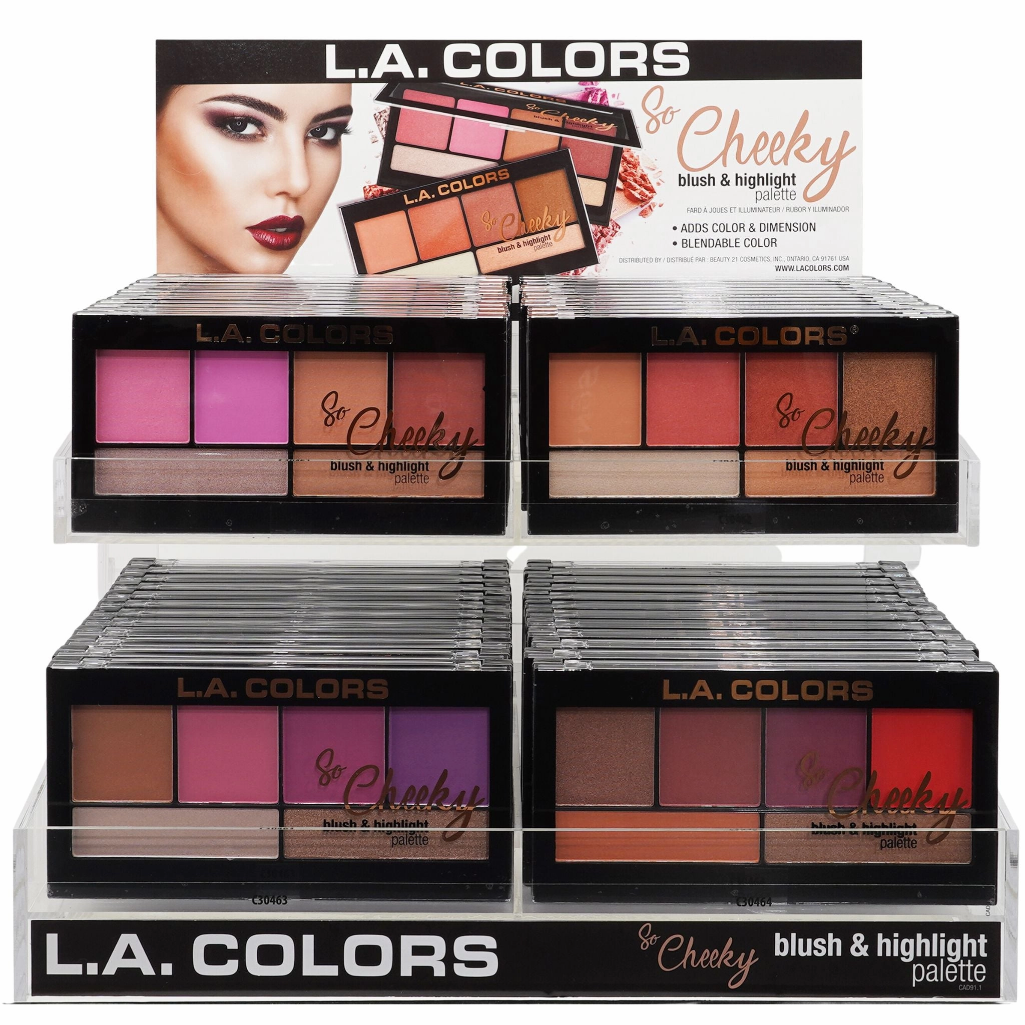 L.A. Colors So Cheeky Blush & Highlighter - Wholesale Display 60 Units (CAD91.1)