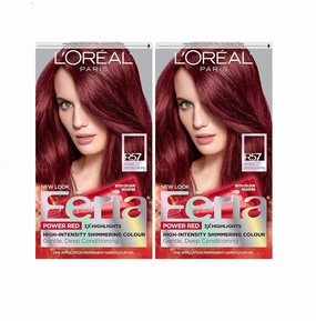 L'Oreal Paris Feria Multi-Faceted Shimmering Permanent Hair Color, R57 Intense Medium Auburn, Hair Dye Kit, Pack of 2