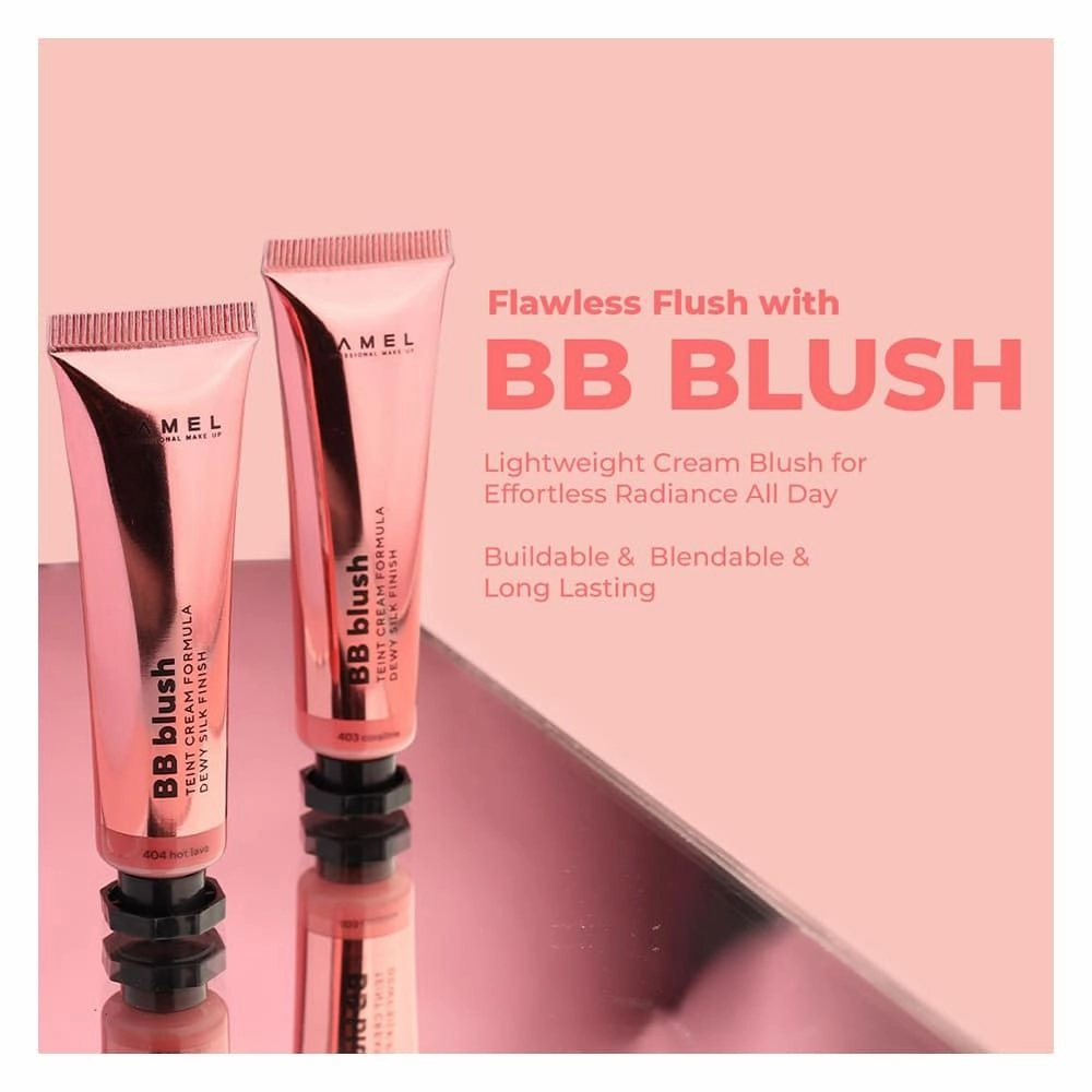LAMEL Dewy Silk Finish Teint Cream Face BB Blush, 404 Hot Lava, 10ml