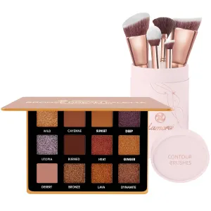 Lamora Eyeshadow Palette (Bronze) with Contour Brush Set