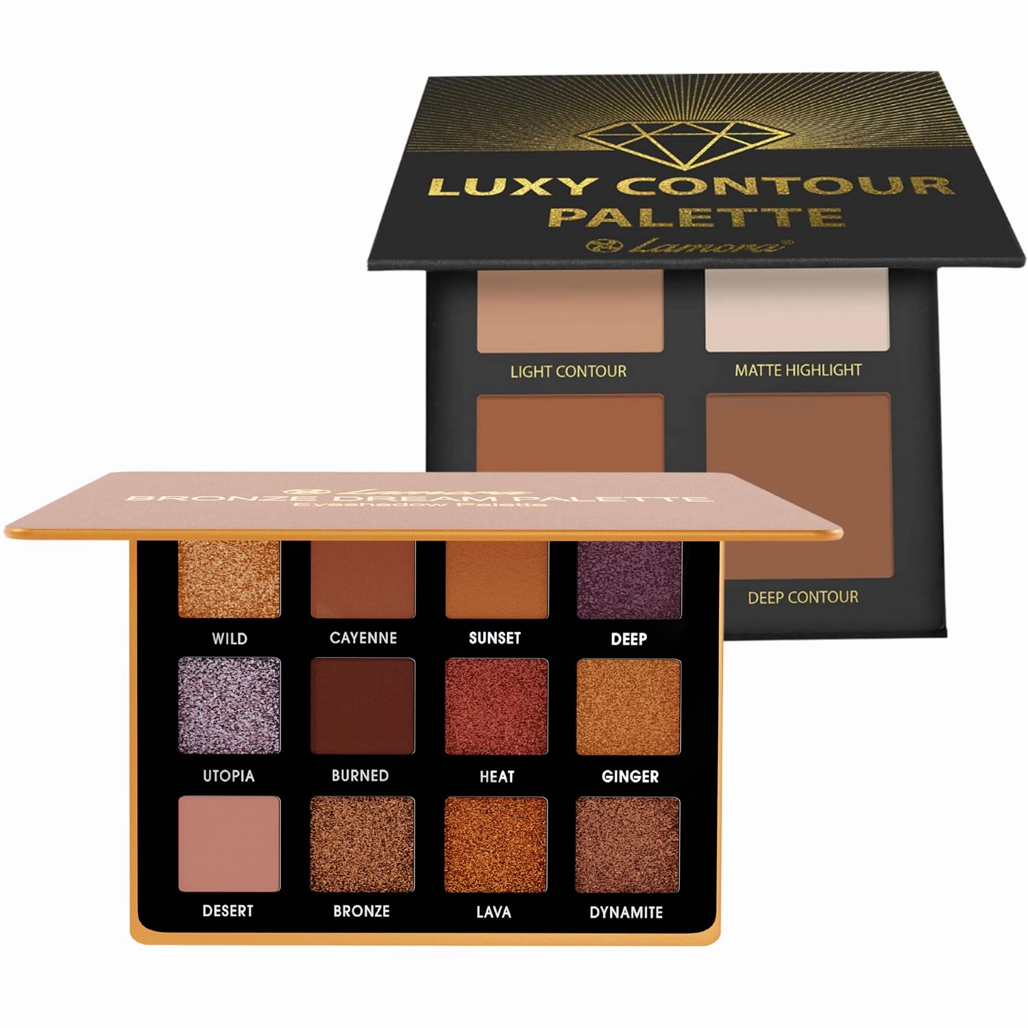 Lamora Bronze Smokey Eyeshadow Palette with Powder Contour Palette