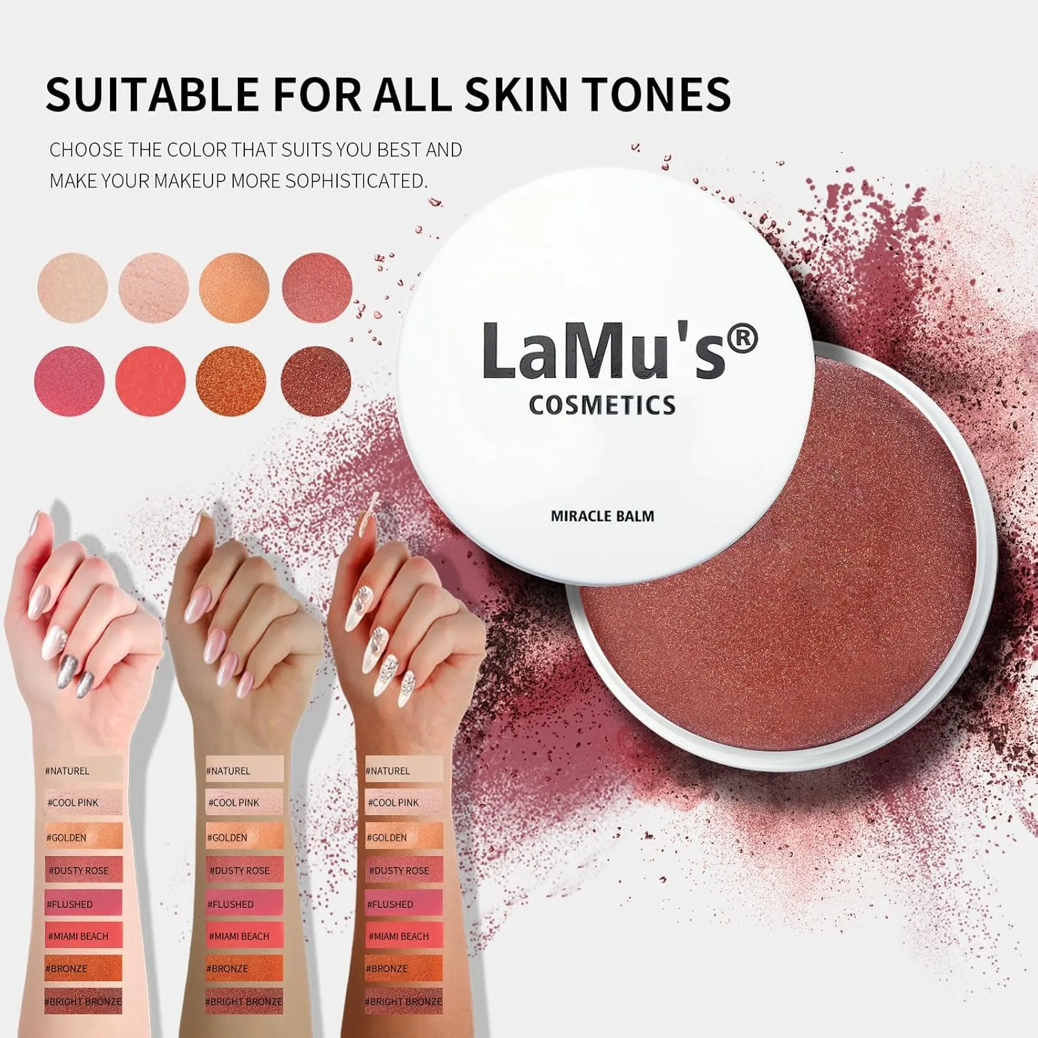 Lamu's Cosmetics Moisturizing Miracle Balm, Multi Glow Balm,Face Blush Cream Blush for Cheeks,Radiant Finish, Hydrating,Natural Glow 50g/ 1.75 Oz(FLUSHED)