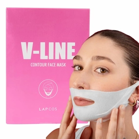 LAPCOS V-Line Contour Face Mask (5pk) | Chin Mask to Lift, Tighten Skin | Define Jawline | With Hydrating Vegan Collagen | Korean Beauty Favorite