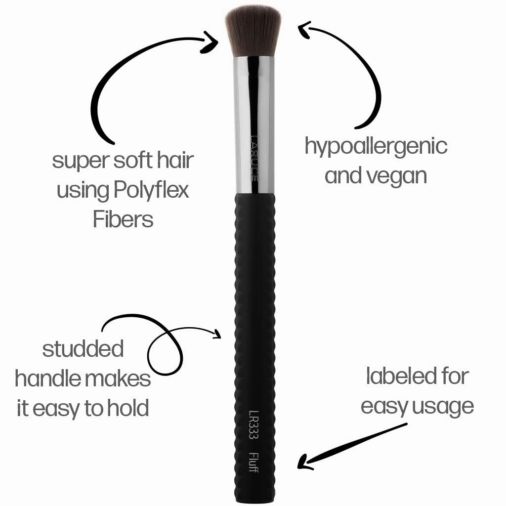 Laruce 3 PC Complexion Brush Bundle Premium Synthetic Kabuki, Fluff, Large Powder Brushes