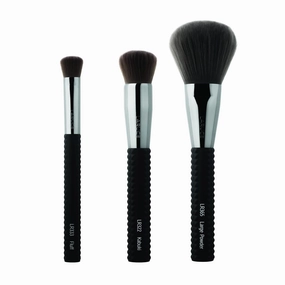 Laruce 3 PC Complexion Brush Bundle Premium Synthetic Kabuki, Fluff, Large Powder Brushes
