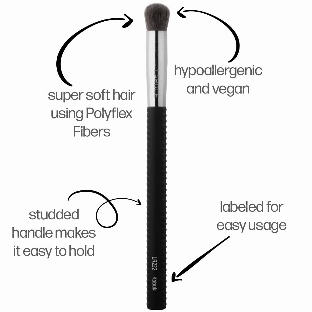 Laruce 3 PC Complexion Brush Bundle Premium Synthetic Kabuki, Fluff, Large Powder Brushes