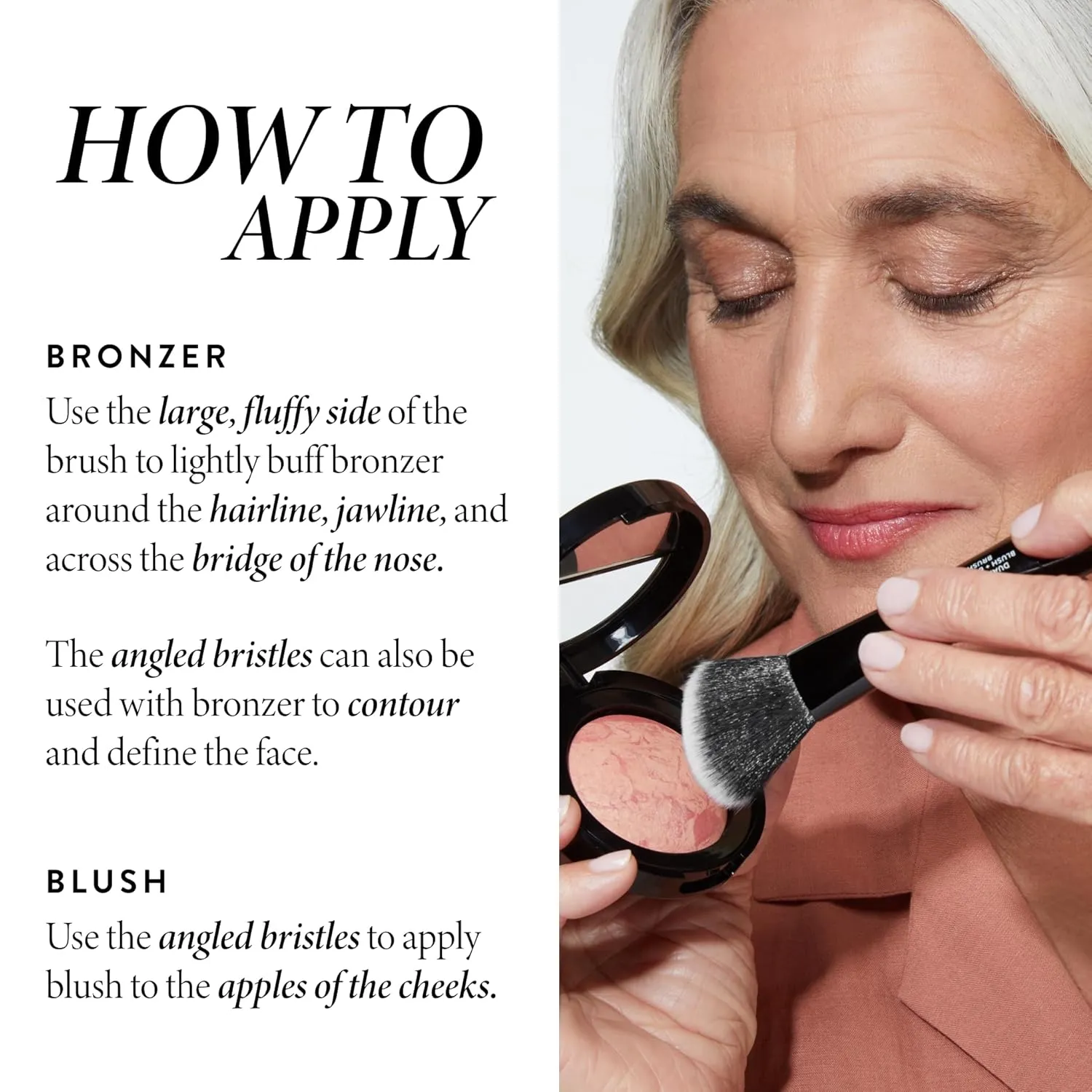 LAURA GELLER NEW YORK Dual-Ended Blush   Bronzer Brush - Blush Bronzer Contour Face Makeup Brush