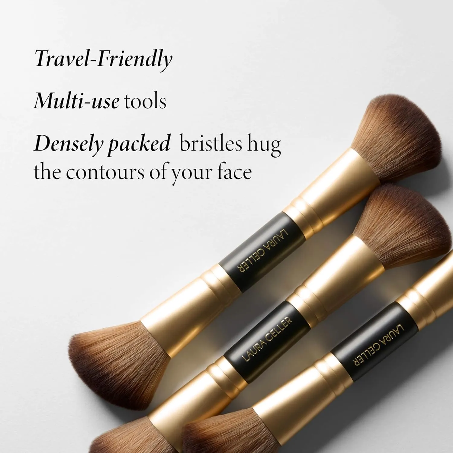 LAURA GELLER NEW YORK Face It All 2pc Makeup Brush Set - Retractable Airbrush Kabuki Brush   Dual-Ended Blush and Bronzer Brush