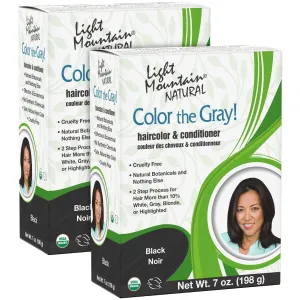 Light Mountain Henna Hair Color & Conditioner, Color the Gray - Black Hair Dye for Men/Women, Chemical-Free, Semi-Permanent Hair Color for White, Gray, and Blonde Hair, 7 Oz (Pack of 2)