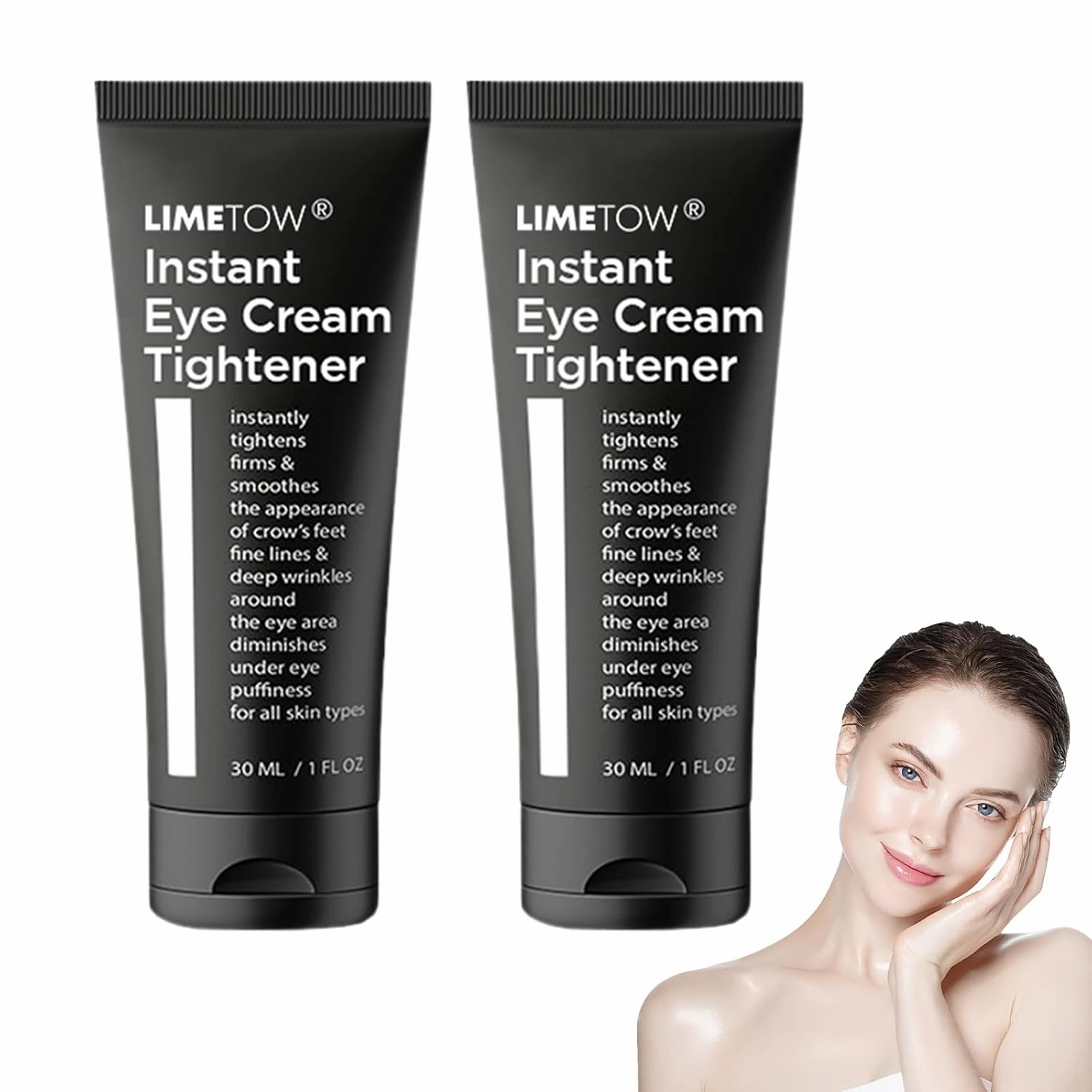 LIMETOW Instant Eye Cream Tightener, Anti Aging Eye Cream For Dark Circles, Puffiness & Bags, Reduce Wrinkles, Fine Lines, Moisturizating Skin, Suitable for All Skin Types (2 Pack)