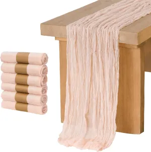Ling's Moment 6 Pack 10Ft Blush Table Runner Cheesecloth Dusty Pink Gauze Sheer Table Runners for Wedding Party Bridal Shower(Blush, 10ft x 35")