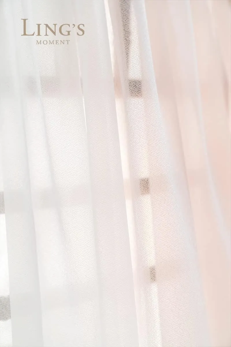 Ling's Moment Sheer Chiffon Tablecloth & Runner Set for 3x4ft Rectangle Table Decor Table Cloth in Blush & White for Wedding Reception Head/Sweetheart Desk