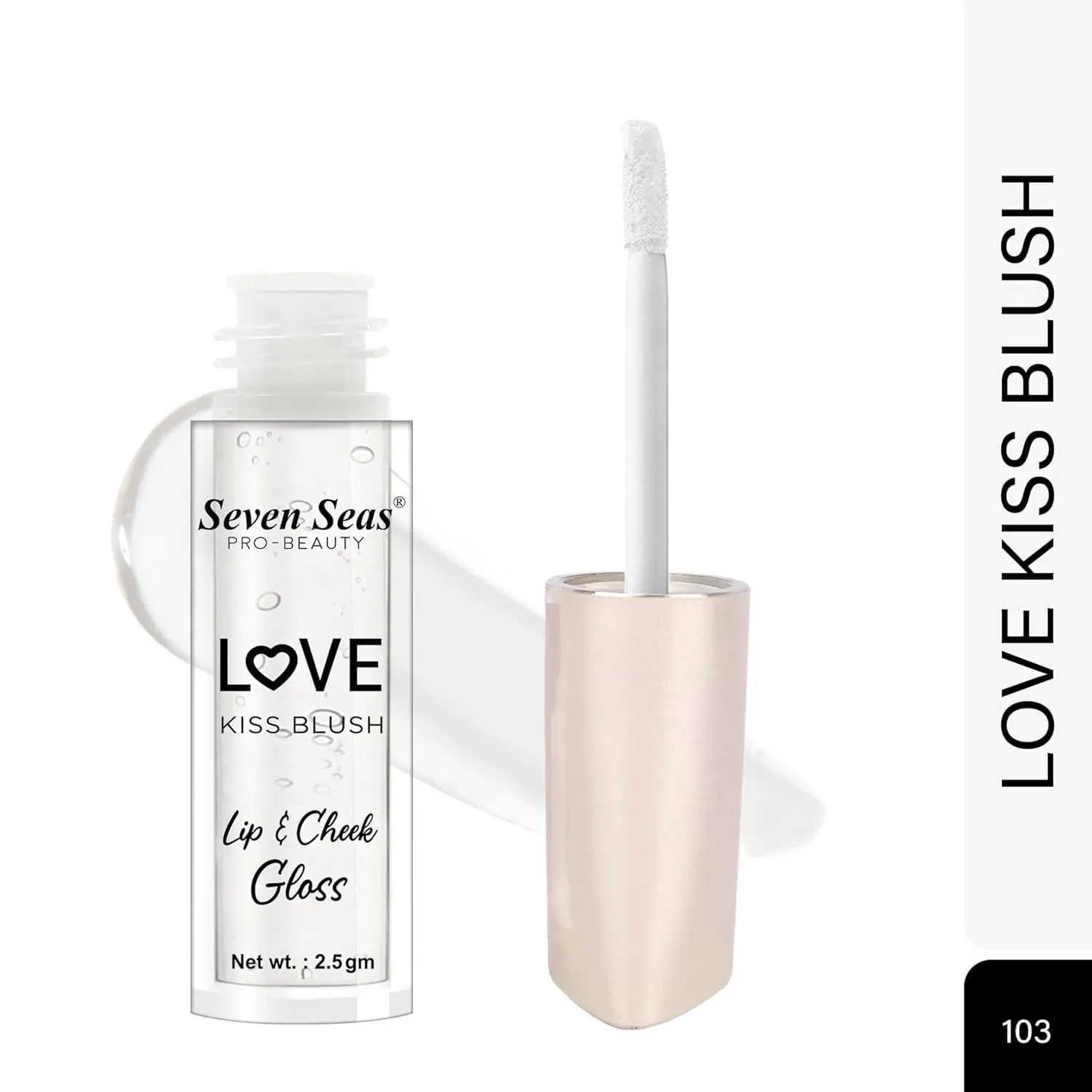 Lip Love Kiss Blush Nourishes & Hydrates Dry Chapped Lips | Long Lasting, Lightweight & Moisturizing Liquid Lip Tint for Women Enriched with Shea Butter Glossy Finish (Transparent)