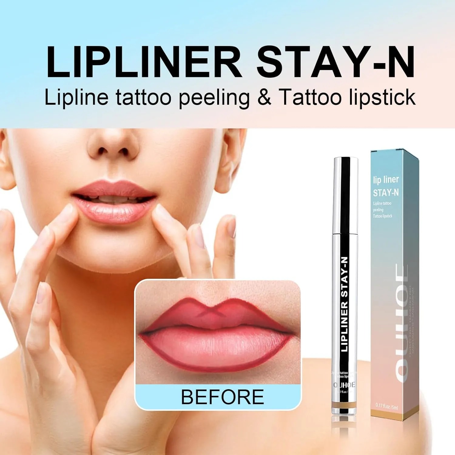 Lip Stain Peel Off, Lip Stain Peel off Long Lasting, Waterproof & Transfer-Proof Lip Color, Nourishing, Natural Matte Finish, Infused with Hyaluronic Acid (Light Brown, 0.17oz)