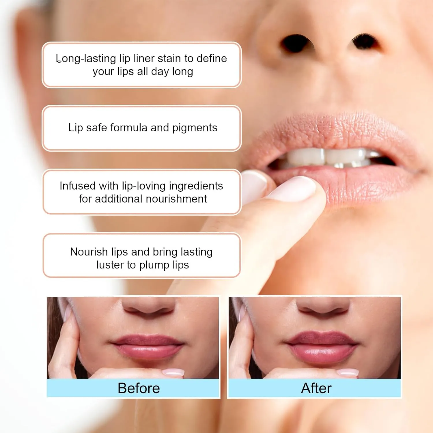 Lip Stain Peel Off, Lip Stain Peel off Long Lasting, Waterproof & Transfer-Proof Lip Color, Nourishing, Natural Matte Finish, Infused with Hyaluronic Acid (Light Brown, 0.17oz)