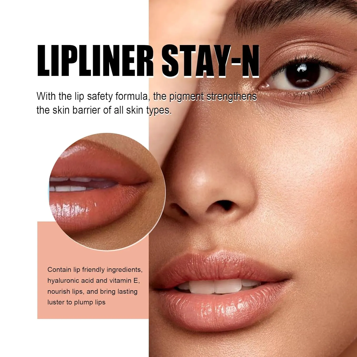 Lip Stain Peel Off, Lip Stain Peel off Long Lasting, Waterproof & Transfer-Proof Lip Color, Nourishing, Natural Matte Finish, Infused with Hyaluronic Acid (Light Brown, 0.17oz)