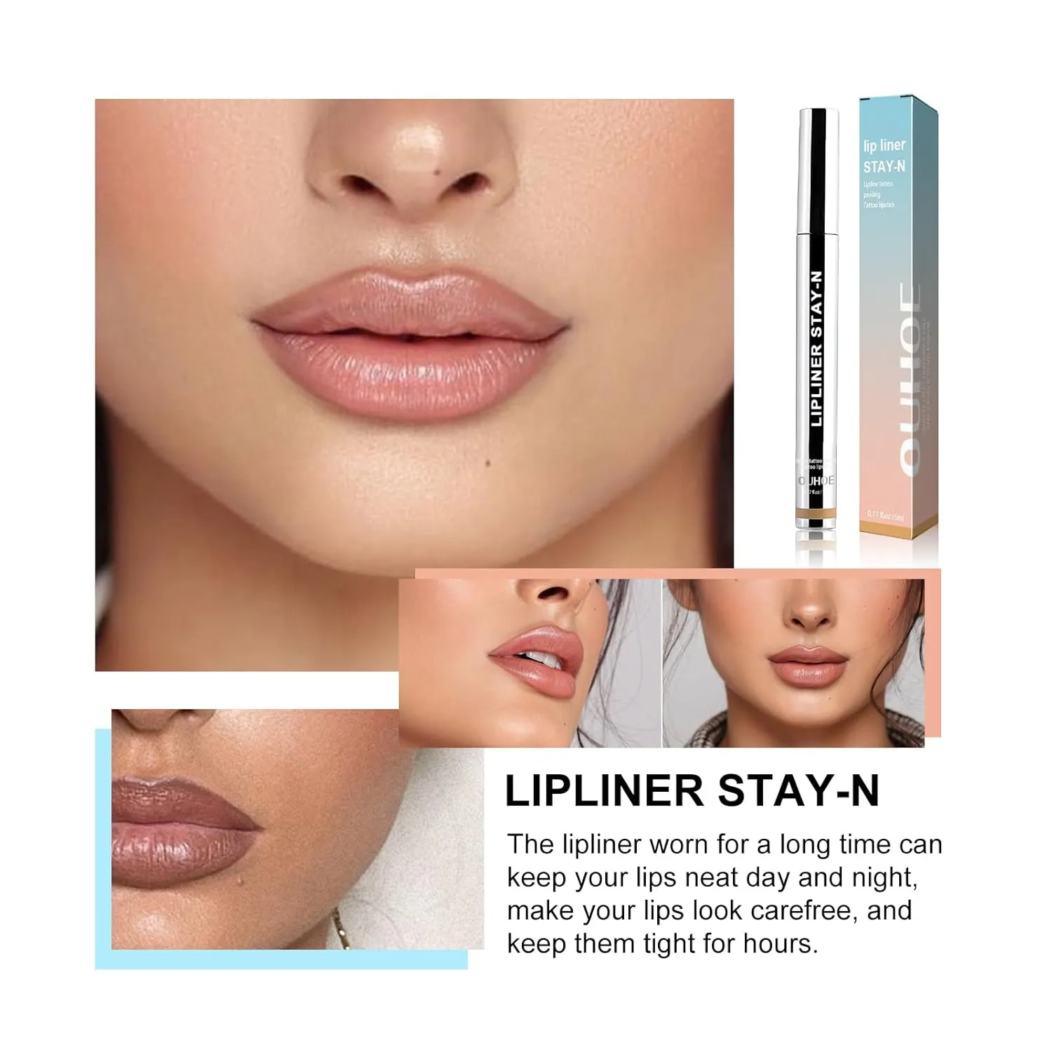 Lip Stain Peel Off, Lip Stain Peel off Long Lasting, Waterproof & Transfer-Proof Lip Color, Nourishing, Natural Matte Finish, Infused with Hyaluronic Acid (Light Brown, 0.17oz)