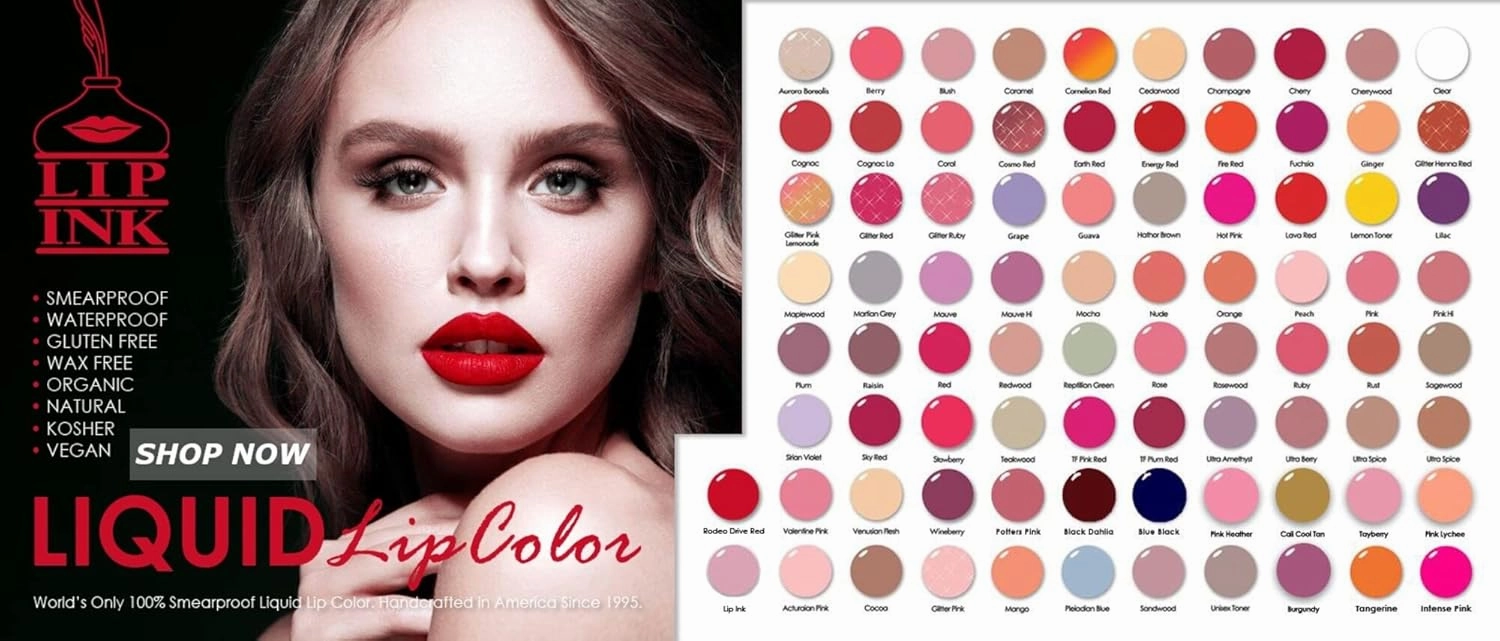 Lip Ink Organic Vegan 100% Smearproof Lip Stain Sampler Kit (Mocha & Ultra Natural)