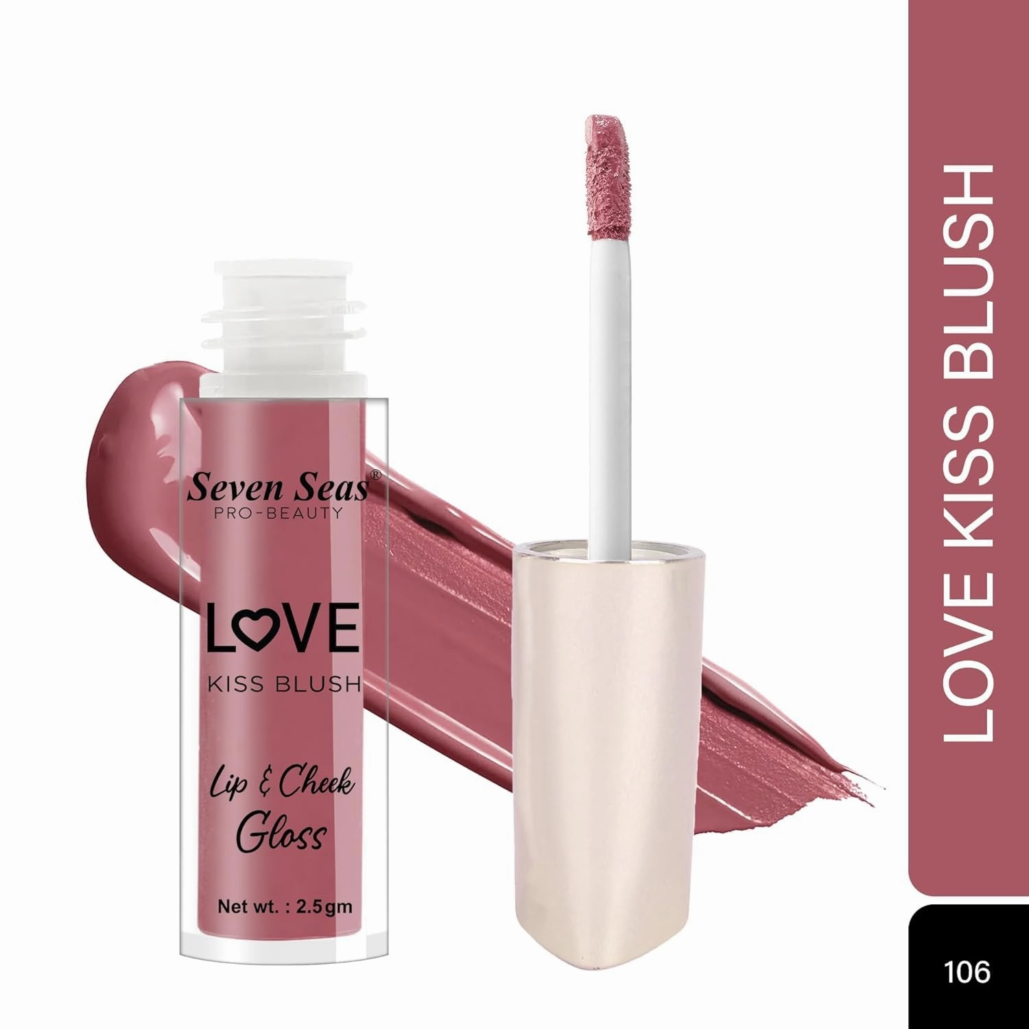 Lip Love Kiss Blush Nourishes & Hydrates Dry Chapped Lips | Long Lasting, Lightweight & Moisturizing Liquid Lip Tint for Women Enriched with Shea Butter Glossy Finish (Plum Kiss)
