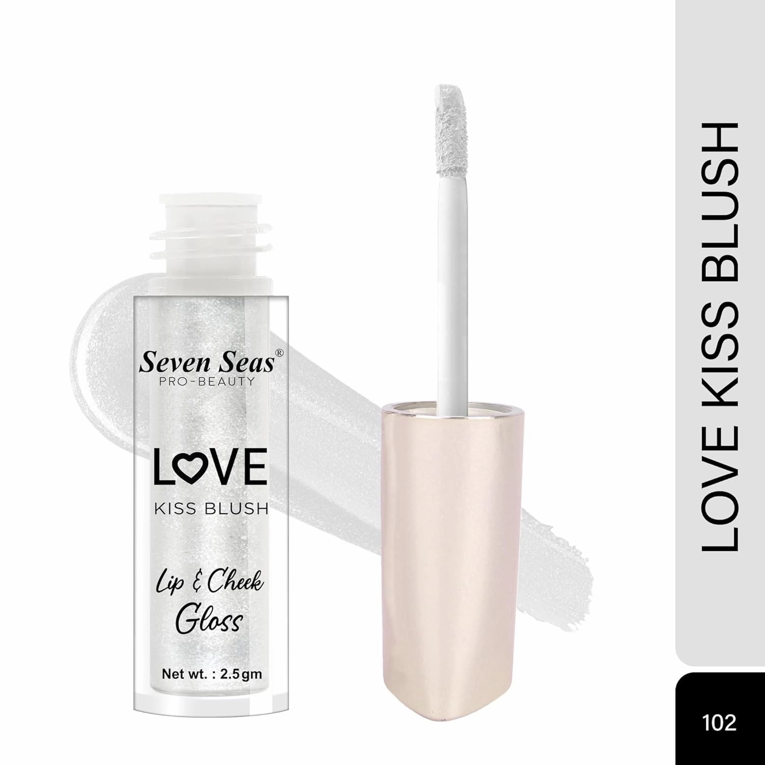 Lip Love Kiss Blush Nourishes & Hydrates Dry Chapped Lips | Long Lasting, Lightweight & Moisturizing Liquid Lip Tint for Women Enriched with Shea Butter Glossy Finish (Silver)