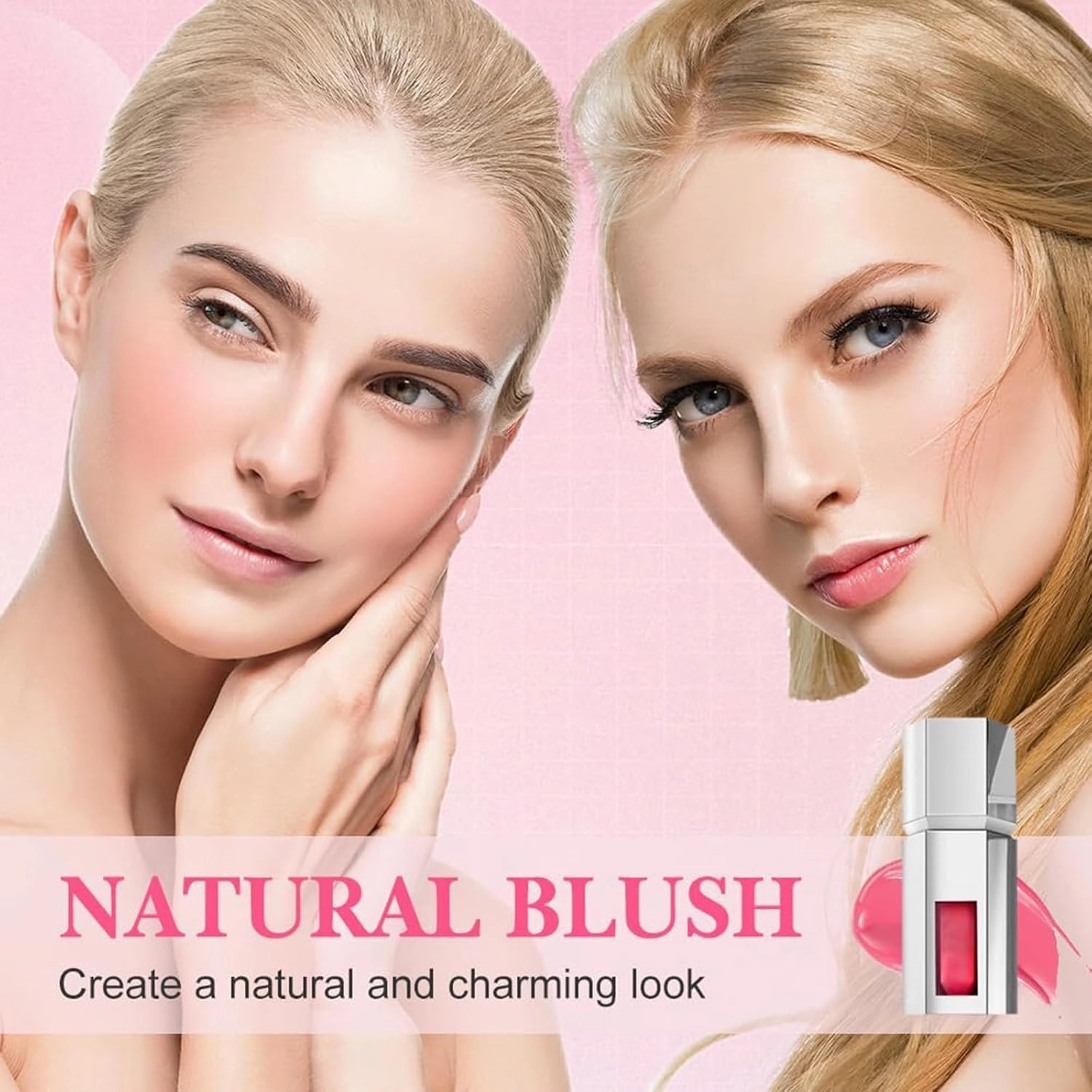 Liquid Blush,Highlight Contour 3 in 1 for Women,Jelly Color Liquid Blush with Sponge Head,for Cheeks Matte Finish