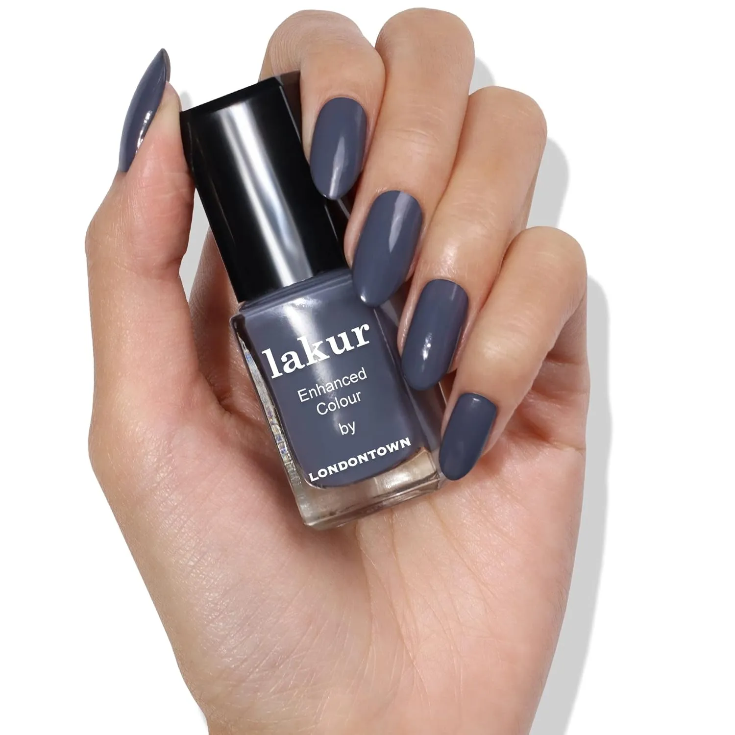 LONDONTOWN lakur Nail Polish - Chip-Resistant, Non-Toxic, Conditions & Hydrates Nails | Glossy Cashmere Gray, Secret to Happiness, .40 fl oz