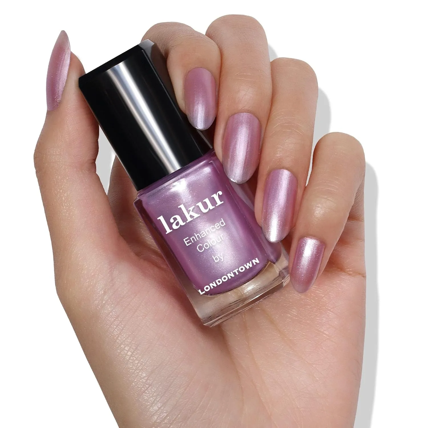 LONDONTOWN lakur Nail Polish - Chip-Resistant, Non-Toxic, Conditions & Hydrates Nails | Shimmery Glittery Purple, Amethyst on Ice, .40 fl oz