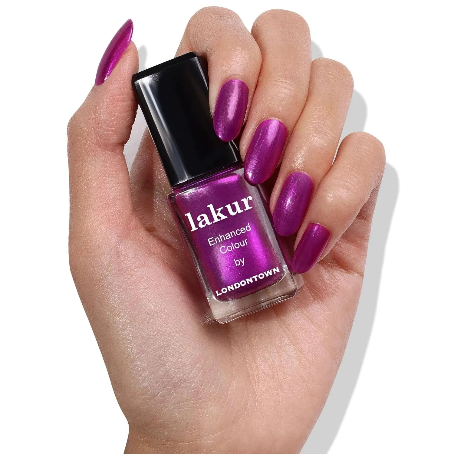 LONDONTOWN lakur Nail Polish - Chip-Resistant, Non-Toxic, Conditions & Hydrates Nails | Shimmery Grape Puple, Alexa, Let's Dance!, .40 fl oz