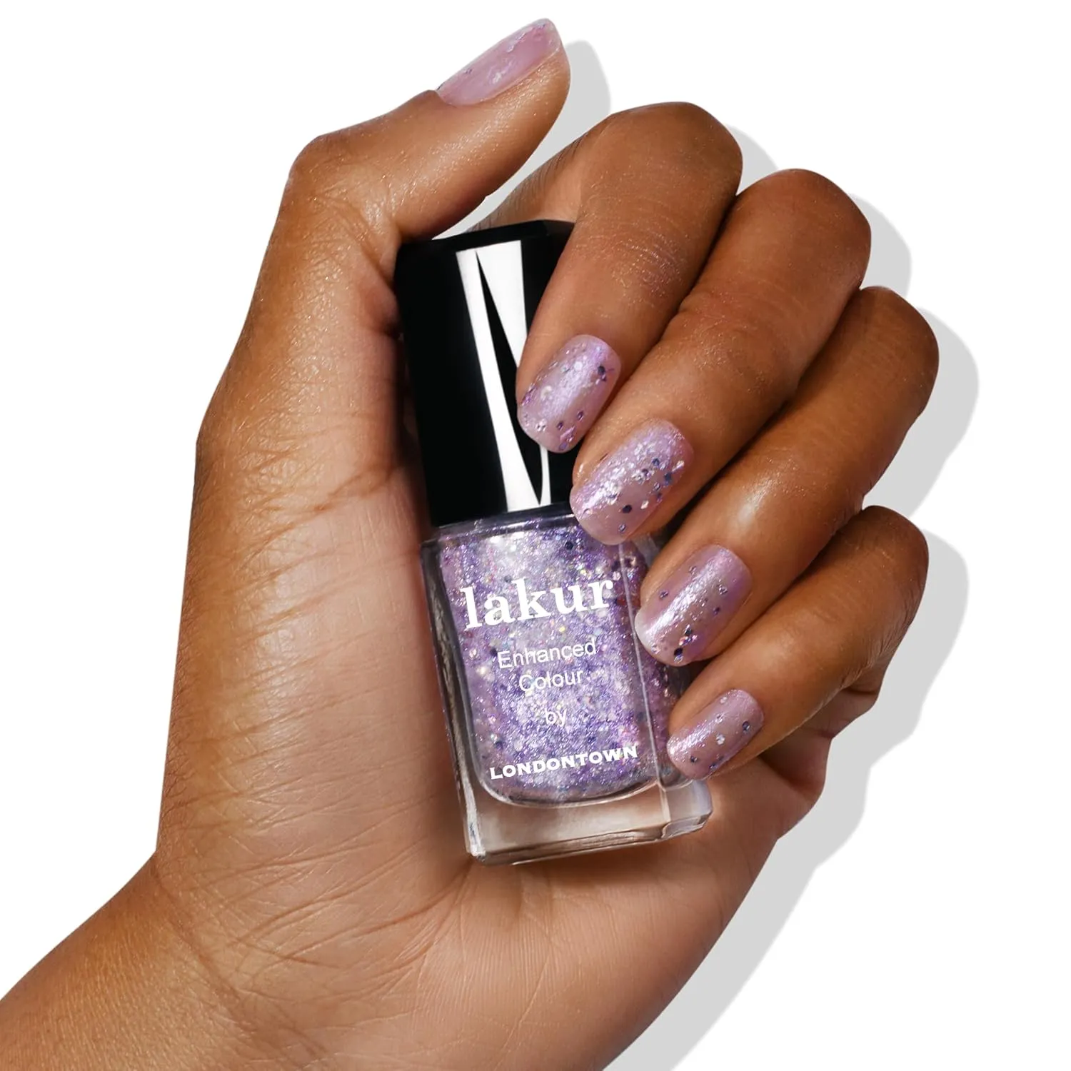 LONDONTOWN lakur Nail Polish - Chip-Resistant, Non-Toxic, Conditions & Hydrates Nails | Shimmery Holographic Purple, Grape Fizz, .40 fl oz
