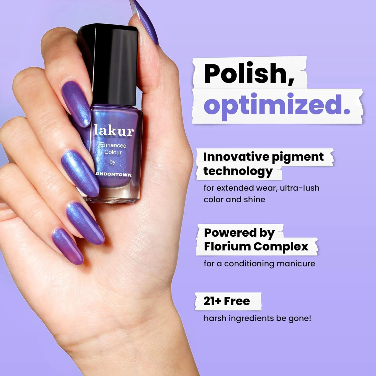 LONDONTOWN lakur Nail Polish - Chip-Resistant, Non-Toxic, Conditions & Hydrates Nails | Shimmery Purple Blue Shift, Wildberry Freeze, .40 fl oz