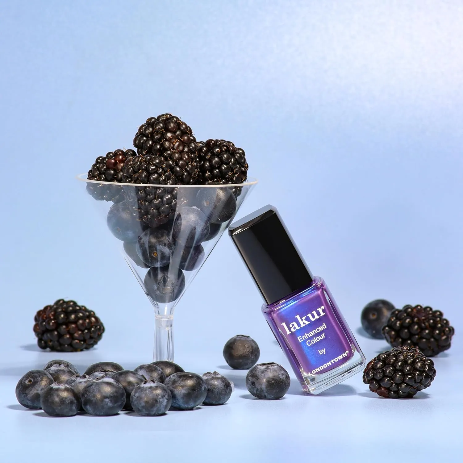 LONDONTOWN lakur Nail Polish - Chip-Resistant, Non-Toxic, Conditions & Hydrates Nails | Shimmery Purple Blue Shift, Wildberry Freeze, .40 fl oz